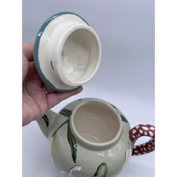 Droll Designs Small Lilly Tea Pot & Creamer Floral Hand Painted Signed - Picture 5 of 10